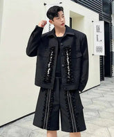 HEYFANCYSTYLE Men's Luxury Floral Embroidered Jacket with Shorts Set